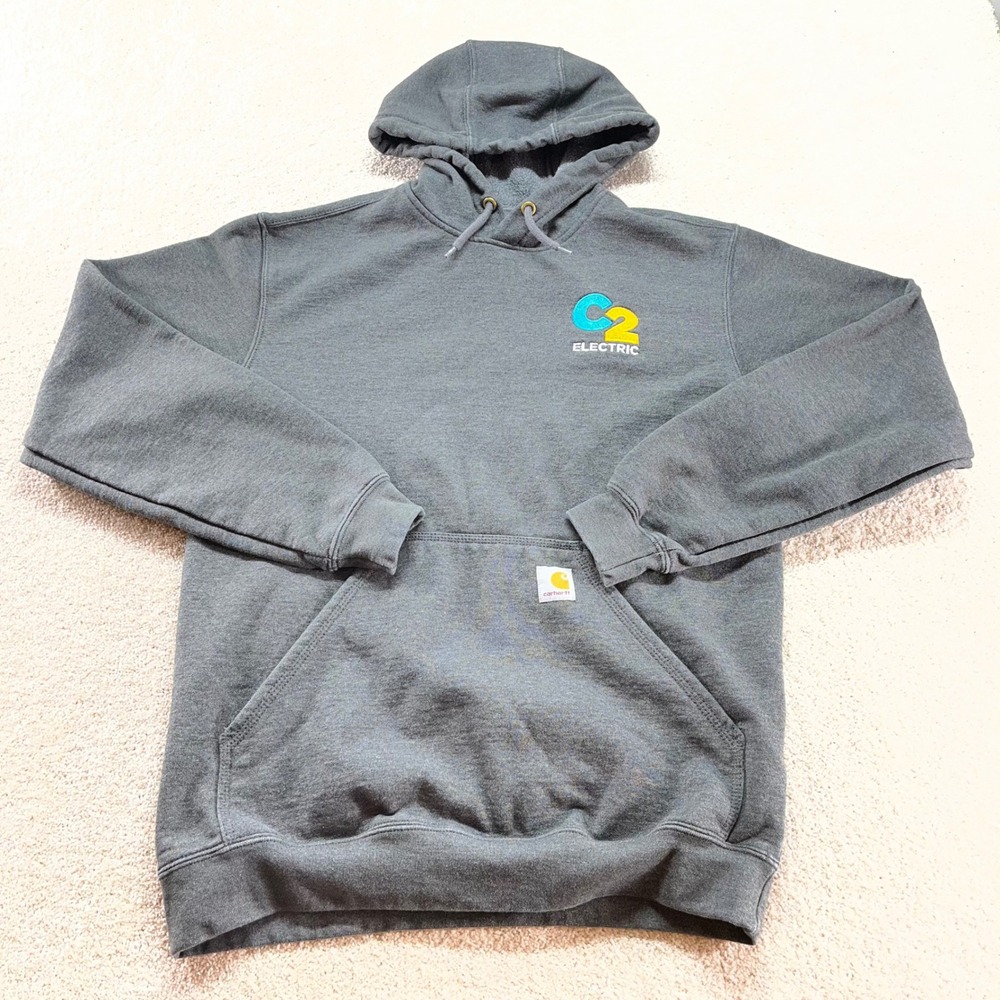 Carhartt Hoodie Mens Small Gray Loose Fit K121 C2 Electric Workwear Sweatshirt